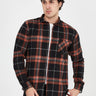 Unisex Oversized Orange Plaid Lumberjack Jacket Shirt for Winter