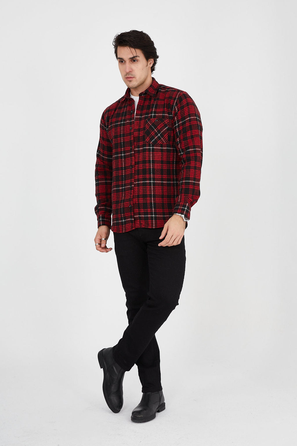 Unisex Oversized Red Plaid Lumberjack Jacket Shirt for Winter