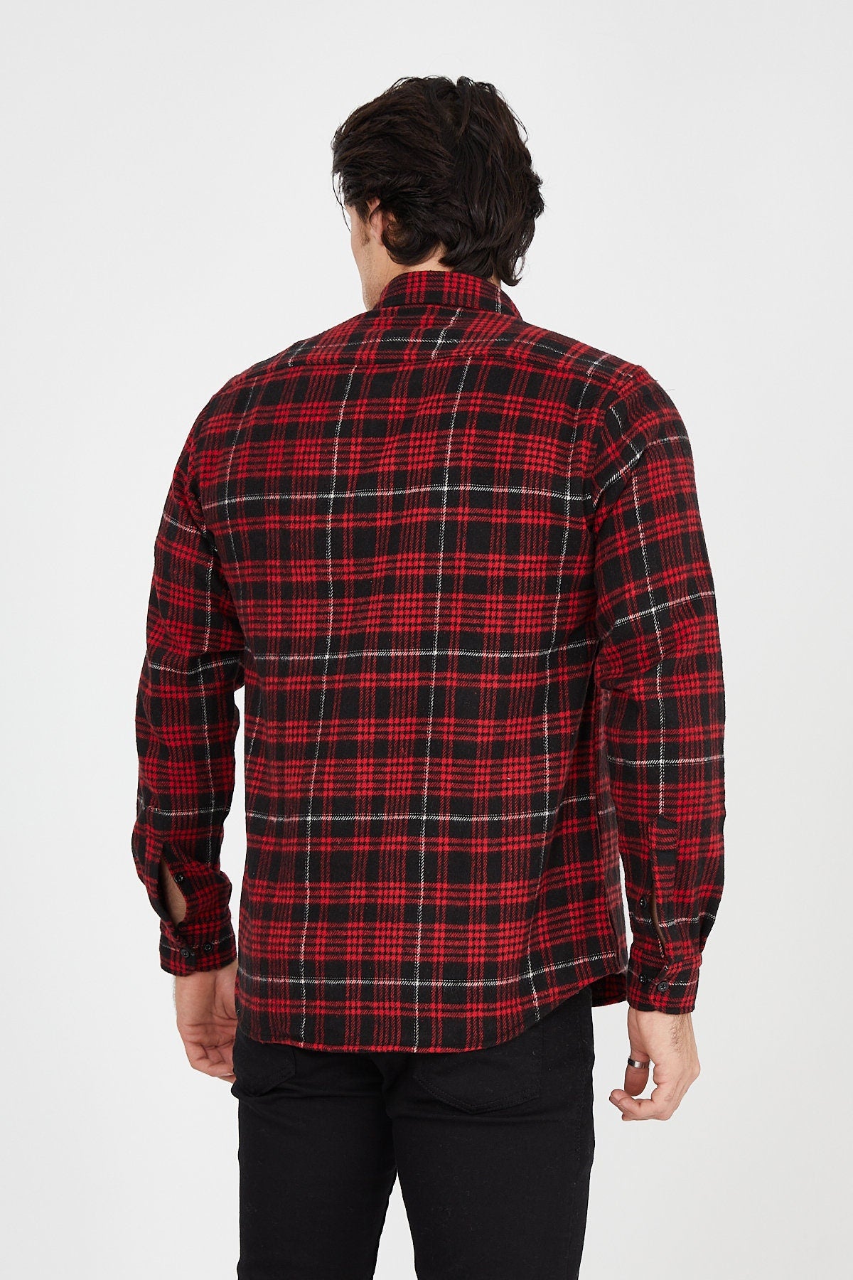 Unisex Oversized Red Plaid Lumberjack Jacket Shirt for Winter