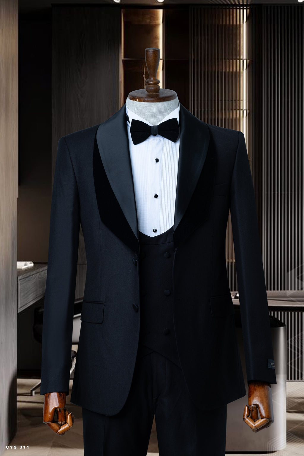 Black Suits Men 3 Piece Slim Fit One Button Wedding Groom Party Wear Coat Pant, Peak Lapel, Black Slim Fit Satin Peak Lapel Wedding Suit
