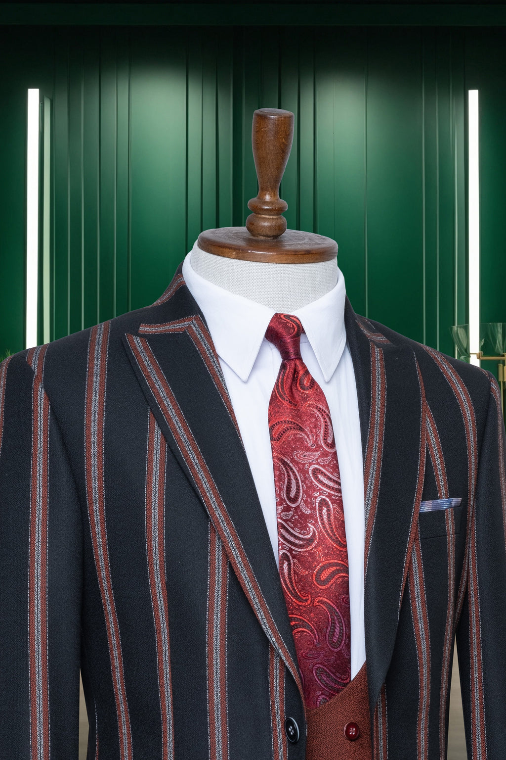 Black Color Men’s Suit , Three Piece Peak Lapel, Two Button , Flap Pocket, Men's Suit