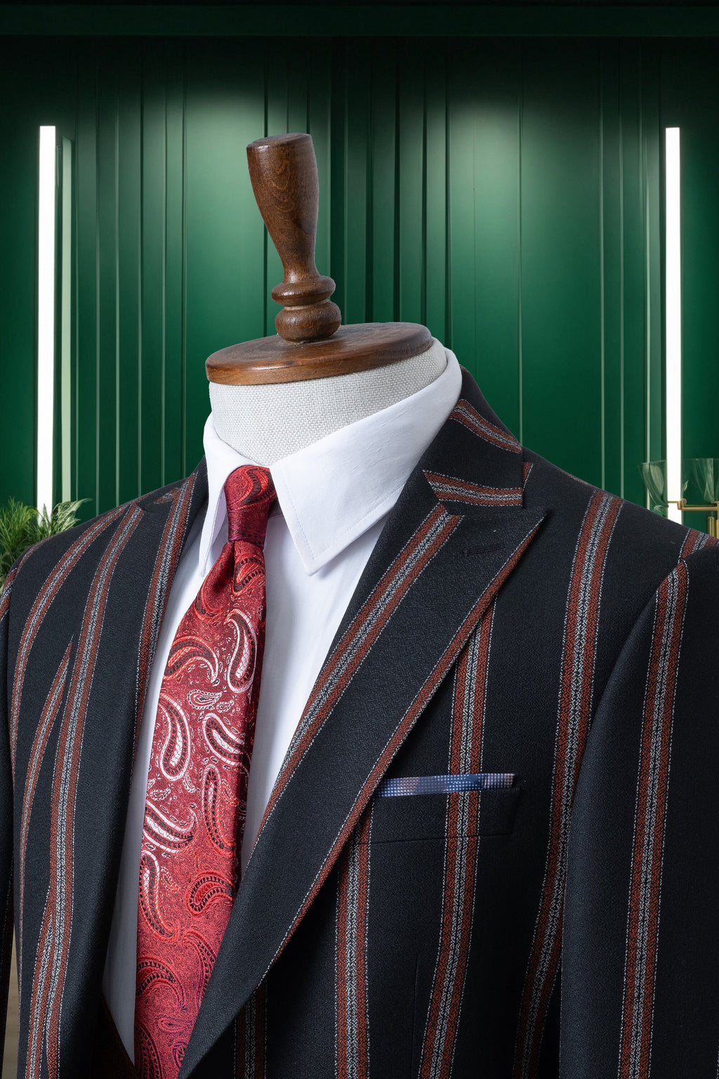 Black Color Men’s Suit , Three Piece Peak Lapel, Two Button , Flap Pocket, Men's Suit